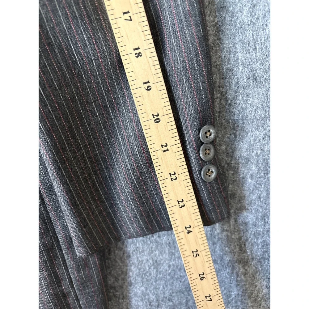 Christian Dior Monsieur Mens Grey Pinstripe‎ Wool Blazer Sport Coat 44R 2-Button
